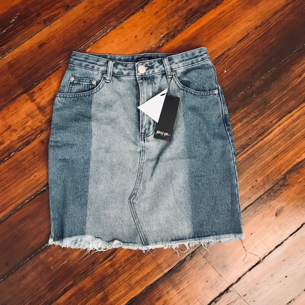 Two Tone Jean Mini-Skirt